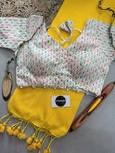 Yellow Handloom Cotton Saree With Embrodery Work Redy Made Blouse